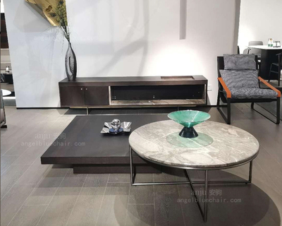 安驹-进口材质天然大理石简约百搭圆几方几地柜