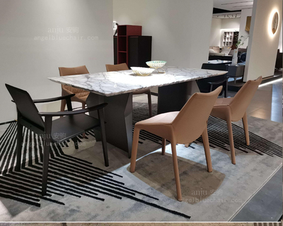 安驹-高定餐桌天然香雪梅大理石餐桌艺术品餐桌