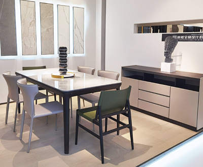 安驹-高定蒙娜丽莎岩板+白腊木架餐桌