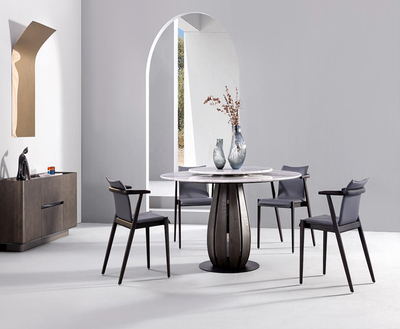 安驹-高定瓶身支座大理石餐桌